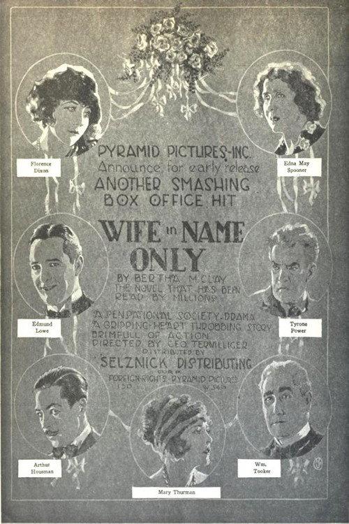 Wife in Name Only 1923 official movie poster
