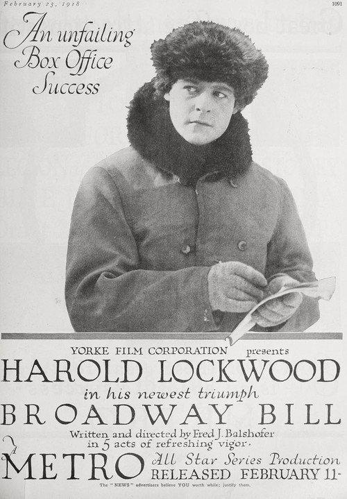 Broadway Bill 1918 official movie poster