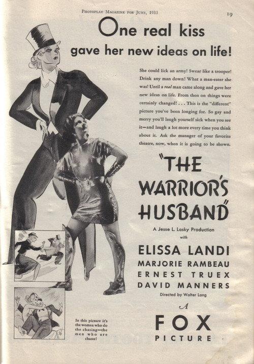 The Warrior's Husband 1933 official movie poster
