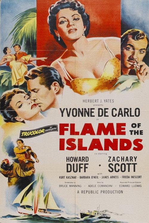 Flame of the Islands 1955 official movie poster